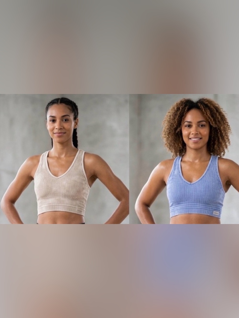 Zenana Ribbed V-Neck Cropped Tank Top - Beige & Light Blue $15 each New in bag